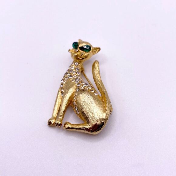 Vintage Gold Tone Cat Pin Brooch - Picture 4 of 5